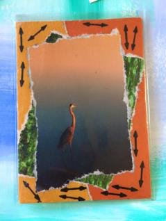 "H is for Heron" - artist trading card
